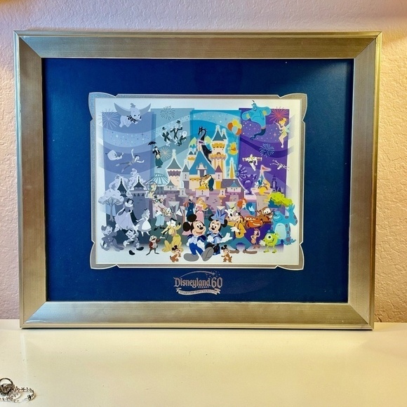 2016 Disneyland Diamond 60th Anniversary Framed Lithograph & Minnie Ears Set - Picture 4 of 11